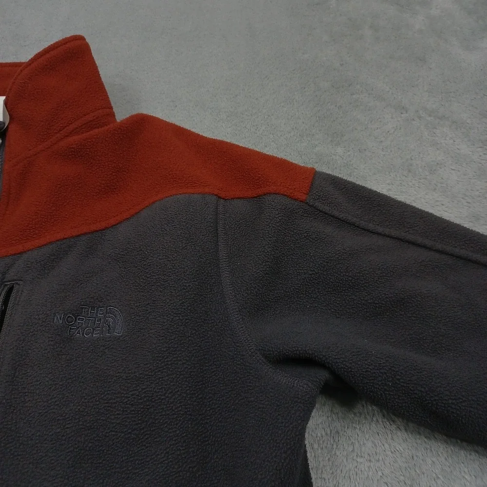North Face Jacket Mens Small Gray Fleece Full Zip Pockets Outdoor Casual